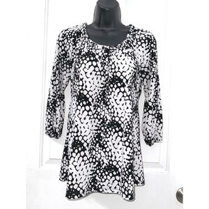 Style & Co 3/4 sleeve black and white top blouse